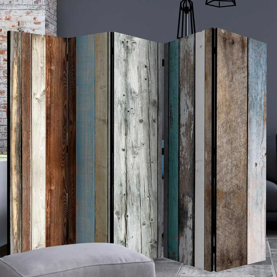 Hot Wohnen Paravent im Shabby Holzwand Look - Deta