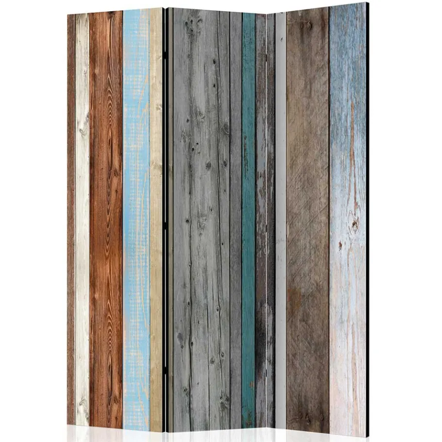 Hot Wohnen Paravent im Shabby Holzwand Look - Deta