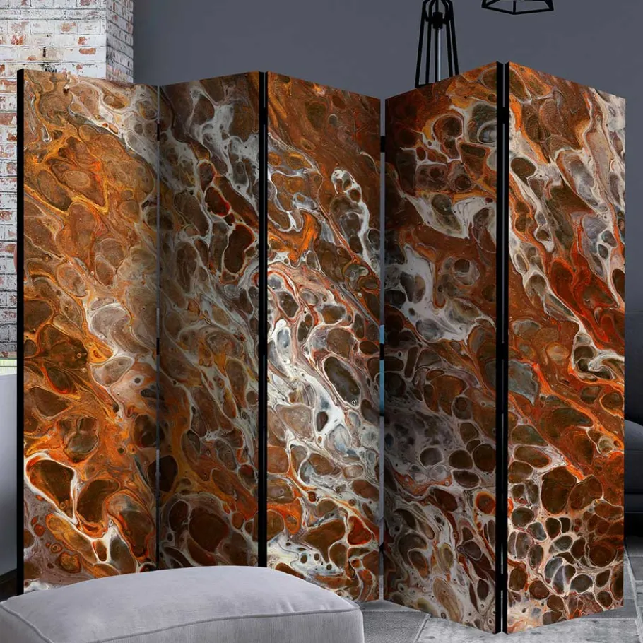 Best Wohnen Paravent in Braun Grau Orange Schlieren - Bassy