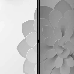 Discount Wohnen Paravent mit Blumen Motiv in Weiß & Hellgrau - Monca