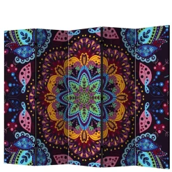 Outlet Wohnen Paravent mit farbenfrohem Mandala Motiv - Yaniz