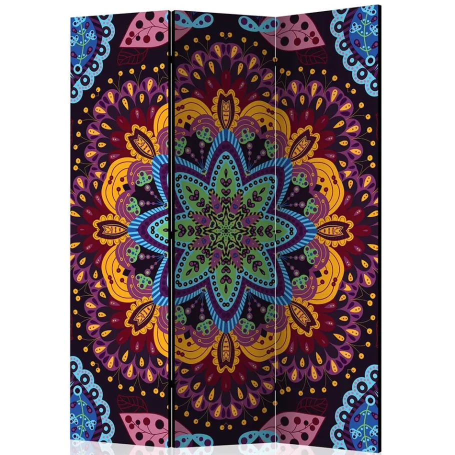 Outlet Wohnen Paravent mit farbenfrohem Mandala Motiv - Yaniz