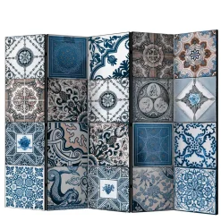 Wohnen Paravent mit Kachel Design in Blau Grau - Baltra