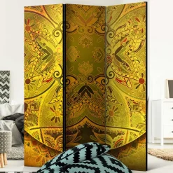New Wohnen Paravent mit Mandala Motiv Goldfarben - Gabrio