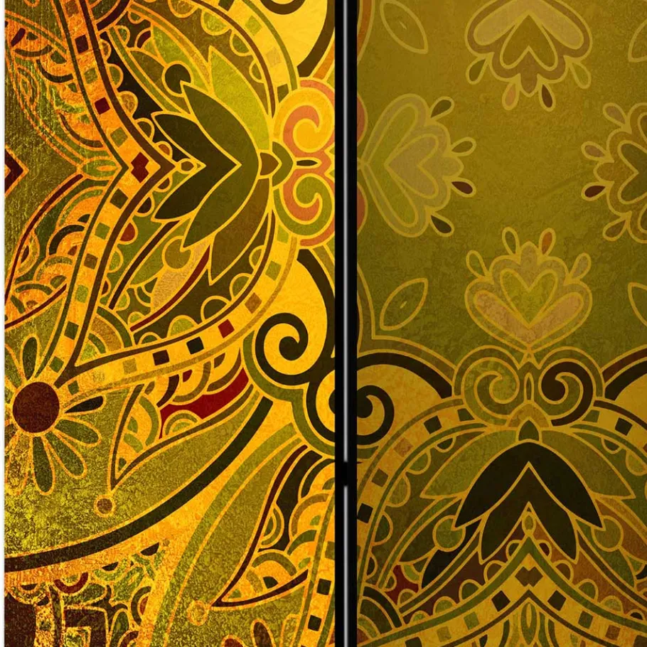New Wohnen Paravent mit Mandala Motiv Goldfarben - Gabrio