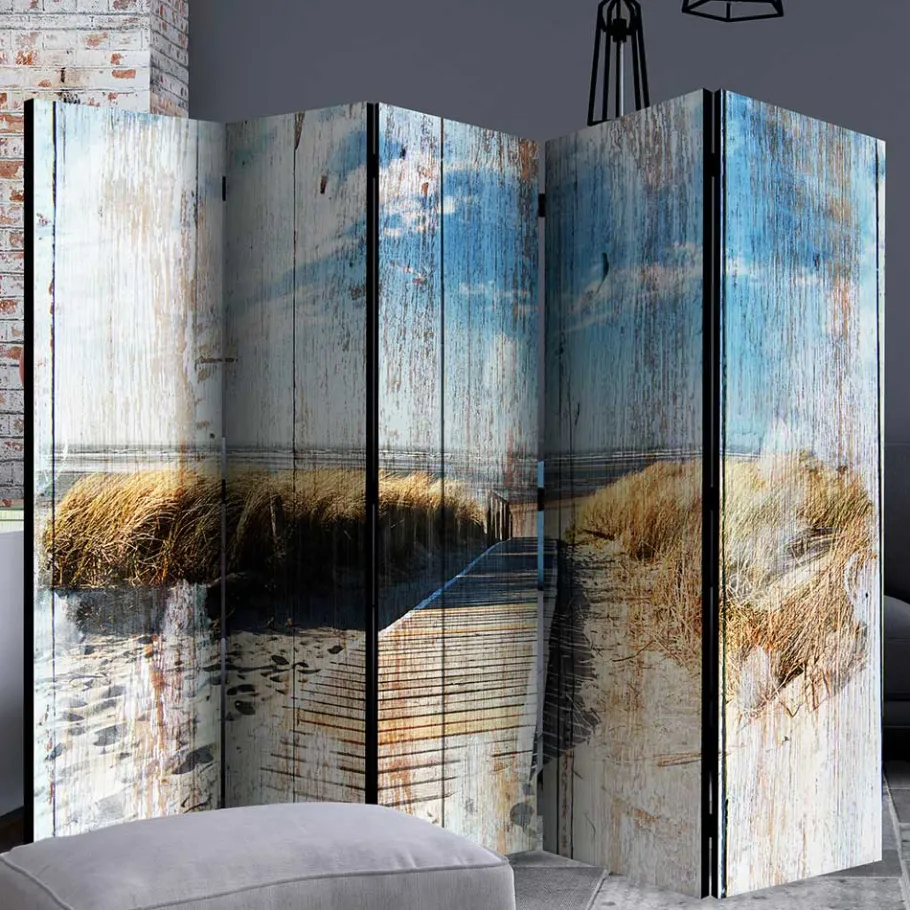 Discount Wohnen Paravent Vintage Look Strand Meer - Centres