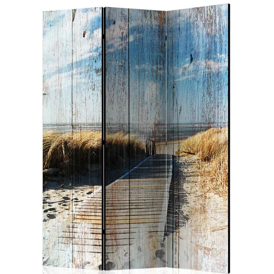 Discount Wohnen Paravent Vintage Look Strand Meer - Centres