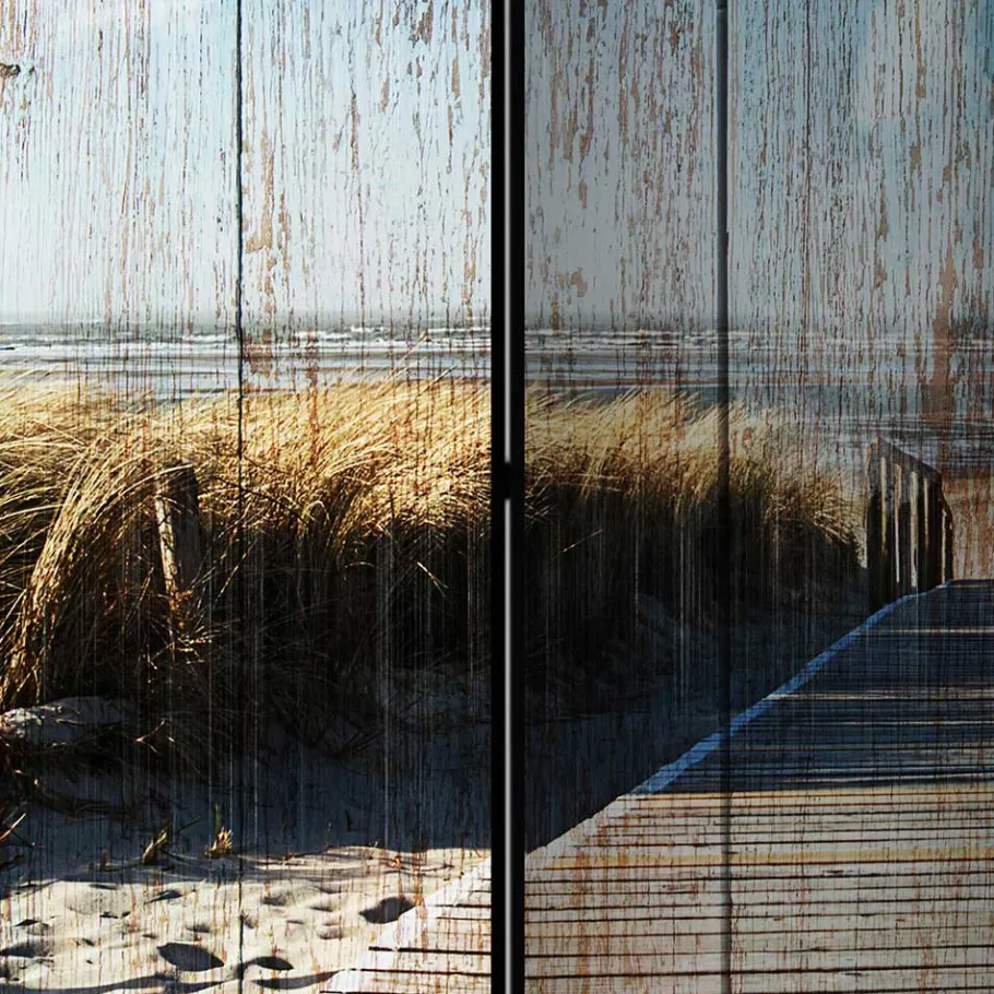 Discount Wohnen Paravent Vintage Look Strand Meer - Centres