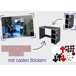 Hot Wohnen PC Schreibtisch in Anthrazit mit Weiß - Venatio