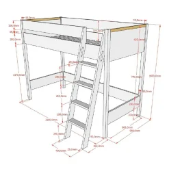 Discount Wohnen Platzsparendes Hochbett mit Schrank - Rupicon (zweiteilig)