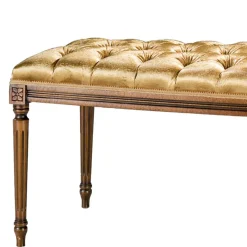 Clearance Wohnen Polsterbank Bettbank in Gold & Buche Braun - Machipo