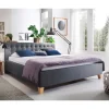 New Wohnen Polsterbett in Grau & Eiche - Saludio