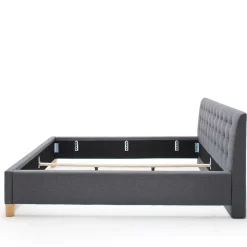New Wohnen Polsterbett in Grau & Eiche - Saludio