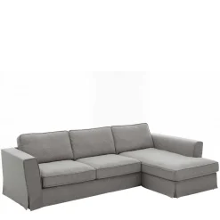 Discount Wohnen Polsterecke in Grau Webstoff - Valtte