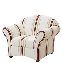 Discount Wohnen Polstersessel in Weiß Dunkelrot Beige gestreift - Senore