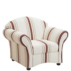 Discount Wohnen Polstersessel in Weiß Dunkelrot Beige gestreift - Senore