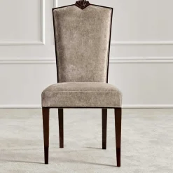 Hot Wohnen Polsterstuhl in Beige Samt & Braun Holz - Savossa