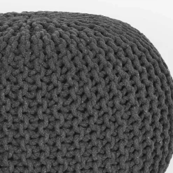 Clearance Wohnen Pouf Hocker in Anthrazit aus Strickstoff - Lamon
