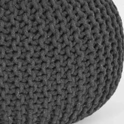 Clearance Wohnen Pouf Hocker in Anthrazit aus Strickstoff - Lamon