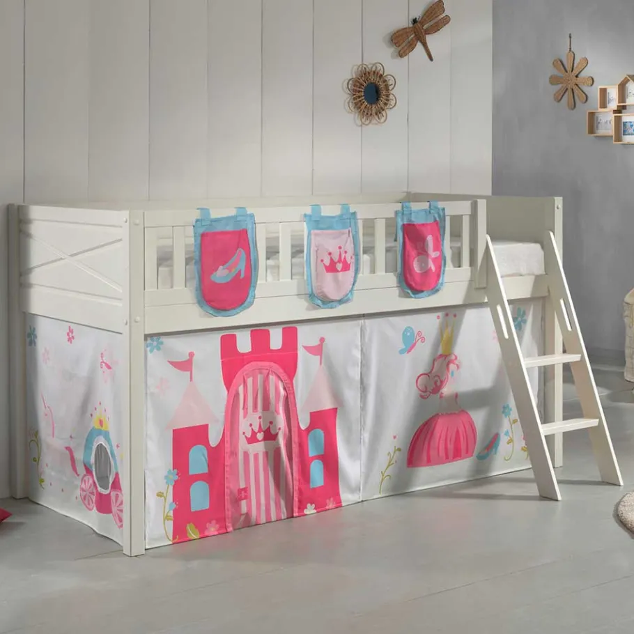 New Wohnen Prinzessin Spielbett Hochbett in Weiß - Brusetta