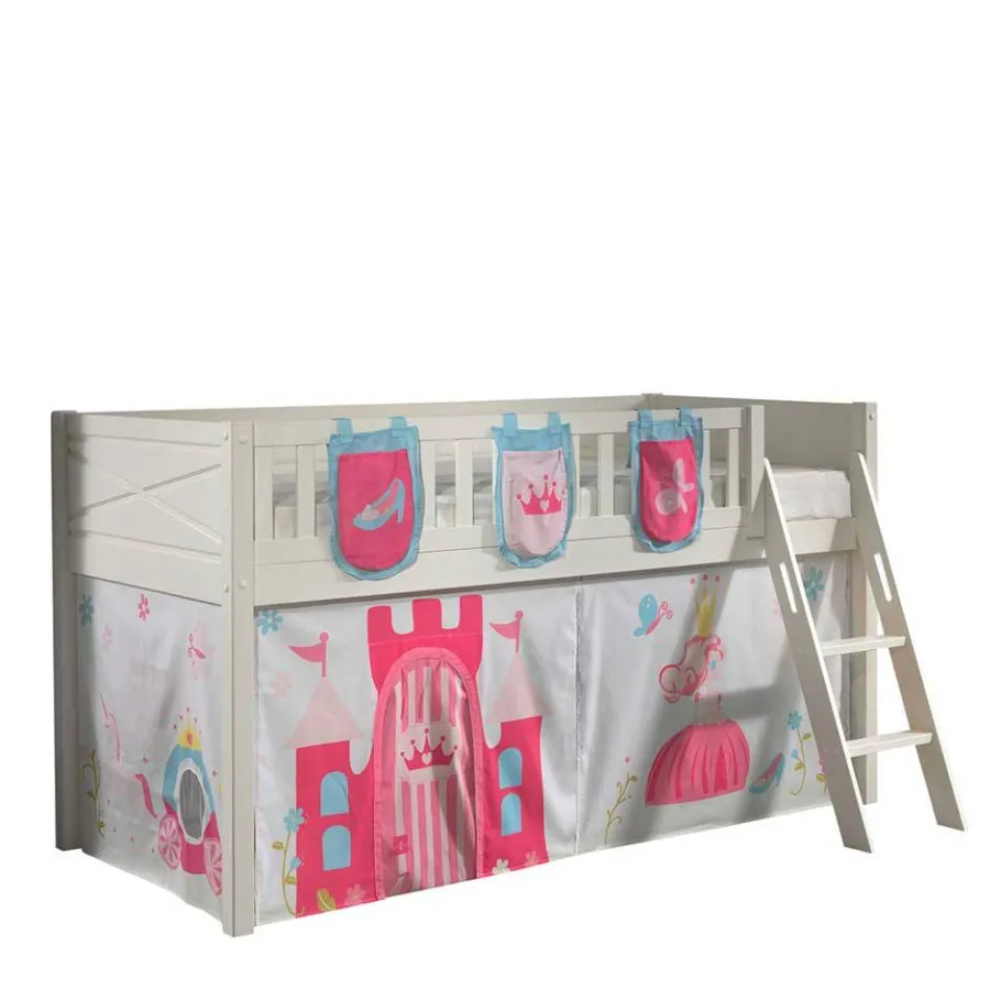 New Wohnen Prinzessin Spielbett Hochbett in Weiß - Brusetta