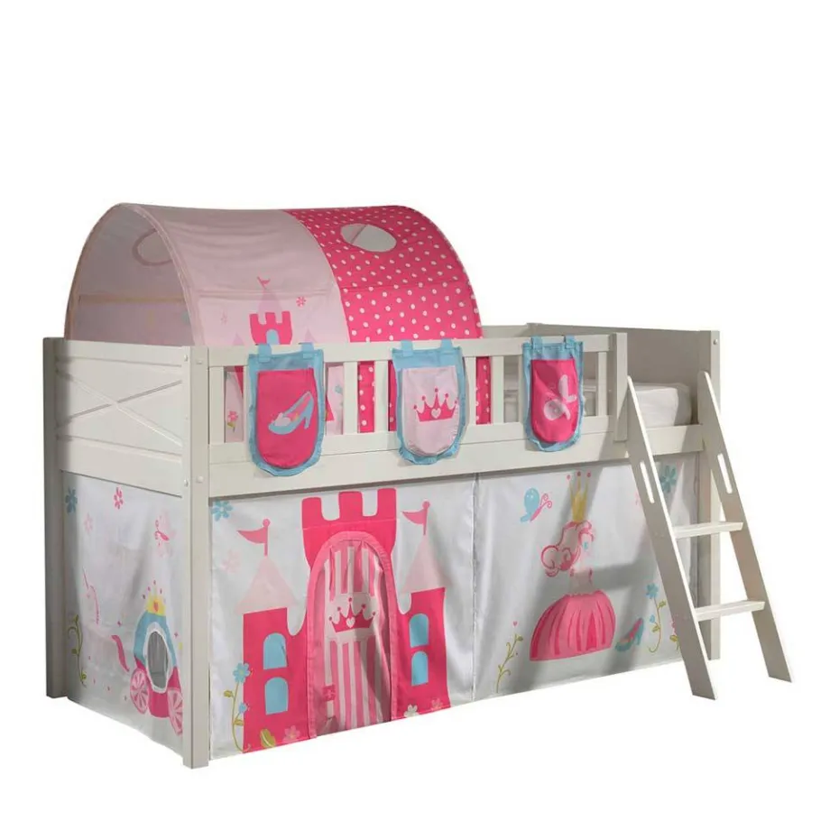 New Wohnen Prinzessin Spielbett Hochbett in Weiß - Brusetta