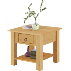 Wohnen Quadratischer Kiefer Beistelltisch gebeizt und geölt - Drobeta