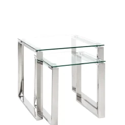 New Wohnen Quadratischer Satztisch aus Glas - Gatria (zweiteilig)