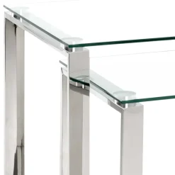 New Wohnen Quadratischer Satztisch aus Glas - Gatria (zweiteilig)