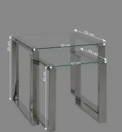 New Wohnen Quadratischer Satztisch aus Glas - Gatria (zweiteilig)