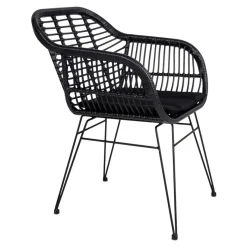 Clearance Wohnen Rattan Armlehnstühle in Schwarz - Lucya (2er Set)