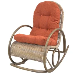 Discount Wohnen Rattan Geflecht Schaukelstuhl in Graubraun - Atjada
