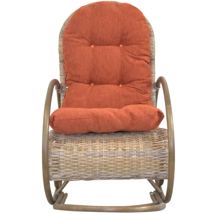 Discount Wohnen Rattan Geflecht Schaukelstuhl in Graubraun - Atjada