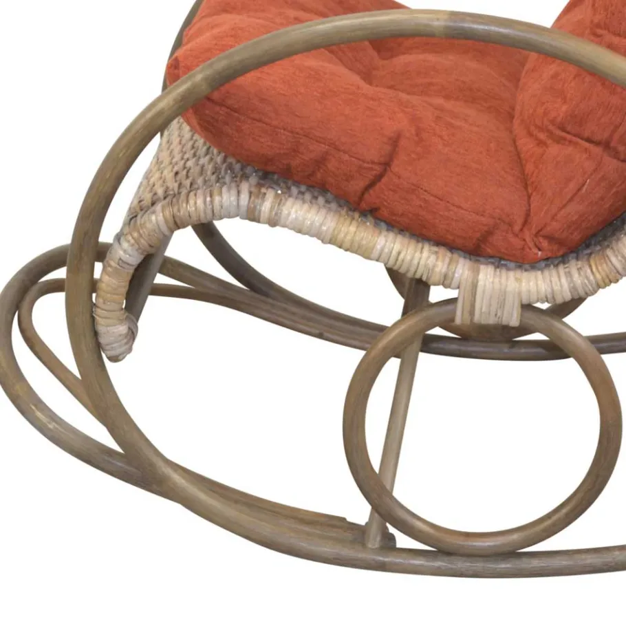 Discount Wohnen Rattan Geflecht Schaukelstuhl in Graubraun - Atjada
