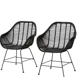 Clearance Wohnen Rattan Geflechtstühle mit Armlehnen - Bregenza (2er Set)