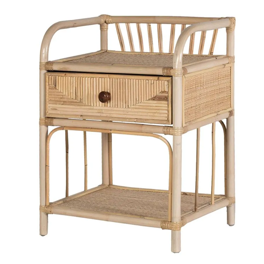 Discount Wohnen Rattan Nachtkonsole mit zwei Ablagen - Robin