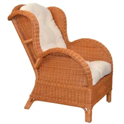 New Wohnen Rattansessel & Fußhocker Set - Nesaris (zweiteilig)