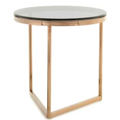 New Wohnen Rauchglas Beistelltisch mit Gestell in Rosegold - Shivan