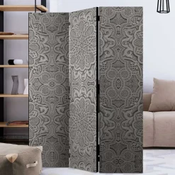 Wohnen Raumteiler mit Mandala Motiv in Grau - Sololos