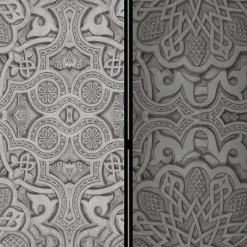 Wohnen Raumteiler mit Mandala Motiv in Grau - Sololos