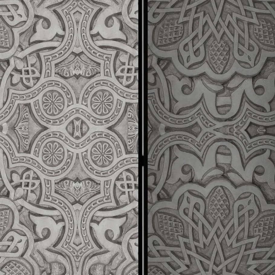 Wohnen Raumteiler mit Mandala Motiv in Grau - Sololos