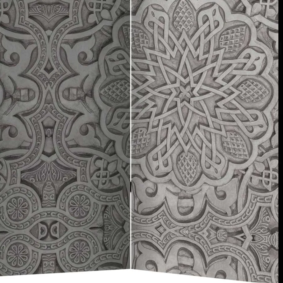Wohnen Raumteiler mit Mandala Motiv in Grau - Sololos