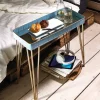 Outlet Wohnen Rechteckiger Beistelltisch mit Spiegelglas Platte - Fire