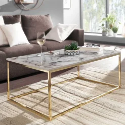 Discount Wohnen Rechteckiger Couchtisch in Marmor Optik - Saneb