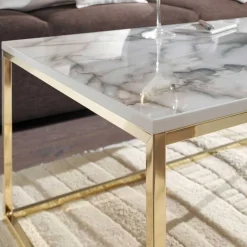 Discount Wohnen Rechteckiger Couchtisch in Marmor Optik - Saneb