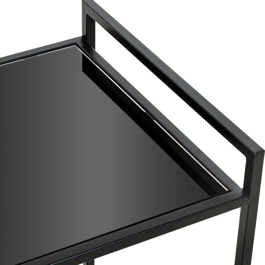 Wohnen Rechteckiger Servierwagen aus Schwarzglas - Vanila