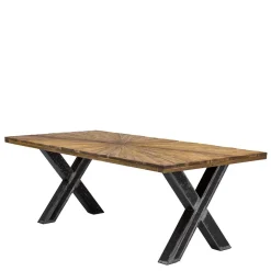 Outlet Wohnen Recyclingholz Designtisch mit Teak Platte - Mocima