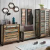 Online Wohnen Recyclingholz Flurmöbel im Shabby Chic - Vosbadus (fünfteilig)