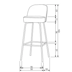 Wohnen Retro Barstuhl mit Sitzhöhe 79 cm - Cuba