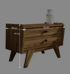 Wohnen Retro Bett aus Wildeiche 190cm lang - Hardus I (dreiteilig)